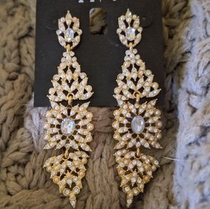 NWT INC Pearl Chandelier Earrings